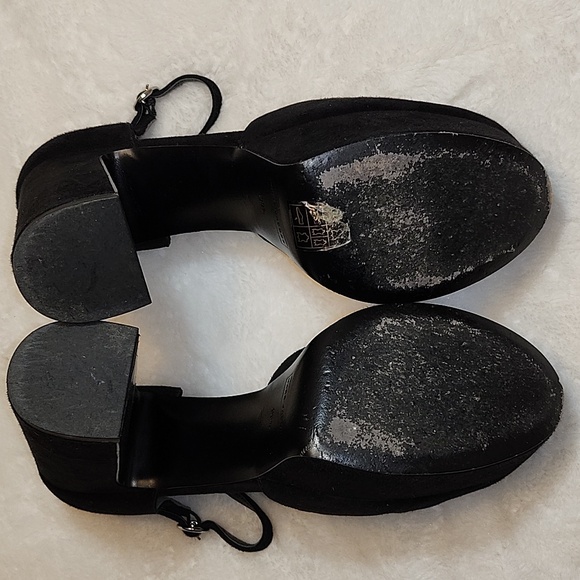 MarcJacobs Chunky Platform Heels Black Suede  Steam Punk  Size 8.5 - Picture 10 of 16